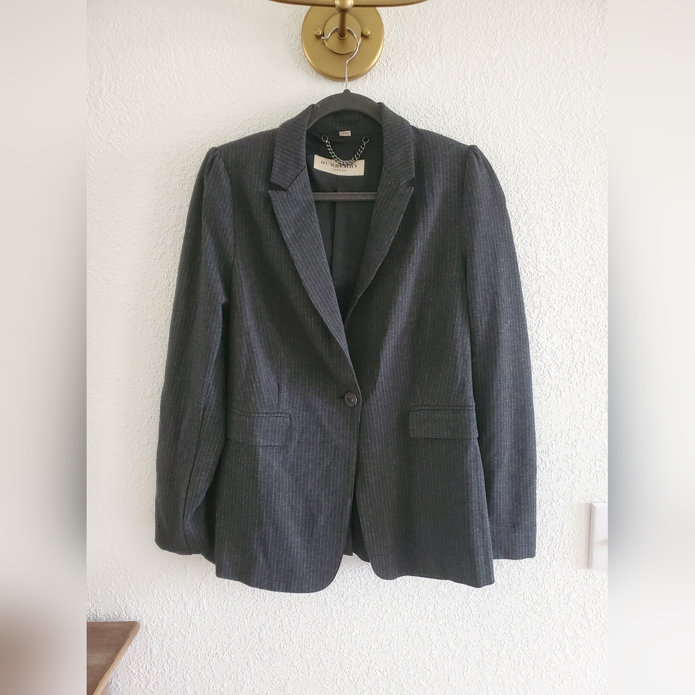 Burberry London Women's Black Peplum Blazer Jacket Sz 10 $595